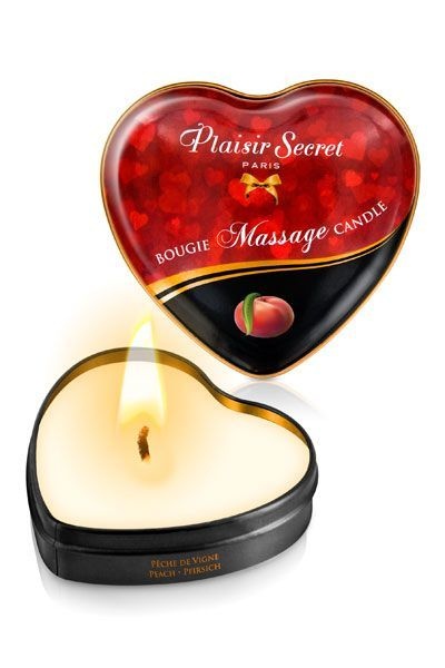 Масажна свічка серце Plaisirs Secrets Peach (35 мл) SO1872 фото
