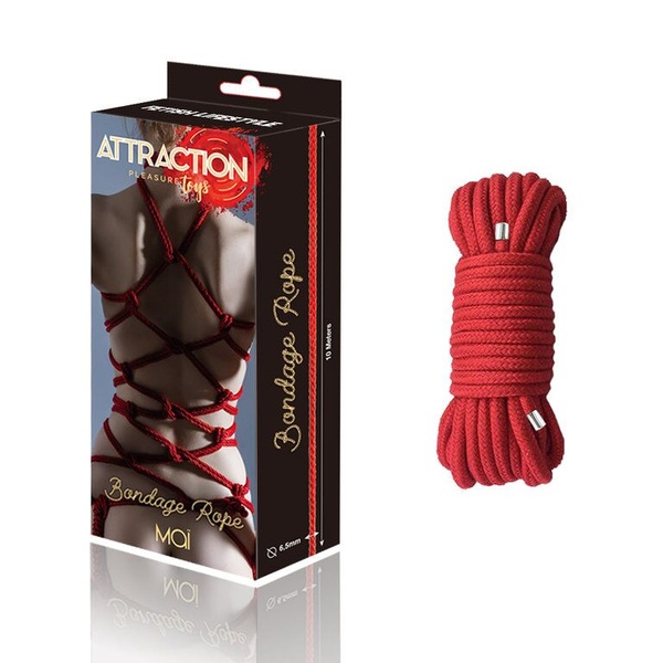 Мотузка для BDSM BTB Bondage Rope Red, довжина 10 м, діаметр 65 мм, поліестер SO6574 фото