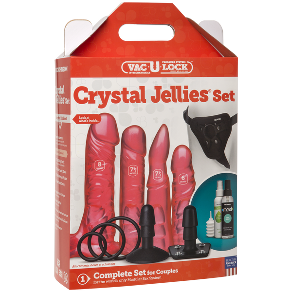 Набір для страпона Doc Johnson Vac-U-Lock Crystal Jellies Set, діаметр 3,8см, 2×4,5см, 5,1 см SO1989 фото