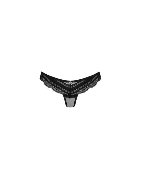 Напівпрозорі трусики з підвіскою Obsessive Ivannes panties black S/M, чорні SO7280 фото