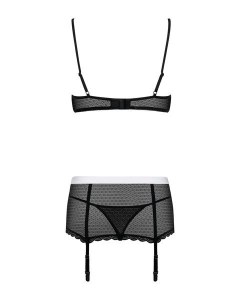 Эротический костюм горничной Obsessive Maidme set 5pcs S/M, бюстгальтер, пояс с фартуком, чулки, стр SO7290 фото