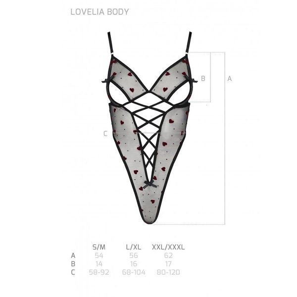 Еротичний боді з малюнком Passion LOVELIA BODY XXL/XXXL, black SO4755 фото