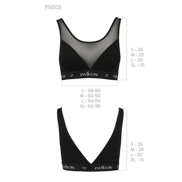Топ с прозрачной вставкой Passion PS002 TOP XL, black SO4202 фото