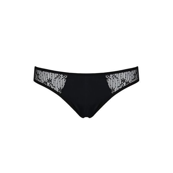 Трусики-слипы с кружевной сеточкой Passion DINA THONG L/XL, black SO5340 фото