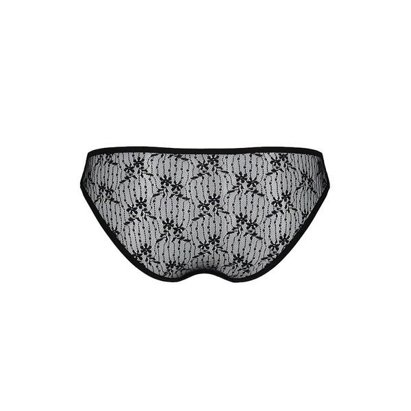 Трусики-слипы с кружевной сеточкой Passion DINA THONG L/XL, black SO5340 фото