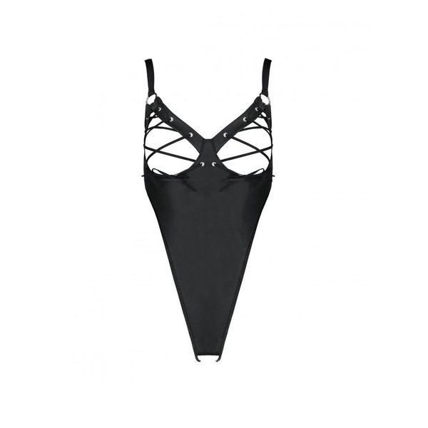 Боди из экокожи Passion CELINE BODY L/XL, black, с доступом, открытый SO6403 фото