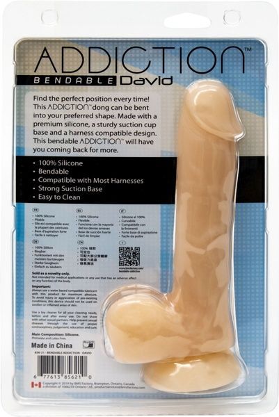 Фаллоимитатор с памятью формы, на присоске ADDICTION &mdash; DAVID 8&Prime; Silicone Dong, вибропуля в подарок SO5578 фото