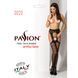Сетчатые чулки-стокинги Passion S020 One Size, Black, ажурный узор, имитация пояса с гартерами PSS020B фото 7
