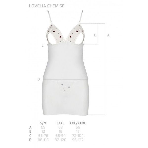 Сорочка с вырезами на груди, стринги Passion LOVELIA CHEMISE XXL/XXXL, white SO4764 фото