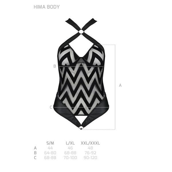 Сетчатый боди с халтером и ритмичным рисунком Passion Hima Body XXL/XXXL, black SO5348 фото