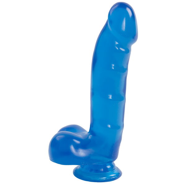 Фалоімітатор Doc Johnson Jelly Jewels Cock & Balls Blue, діаметр 3,6 см, антибактеріальний ПВХ SO2008 фото
