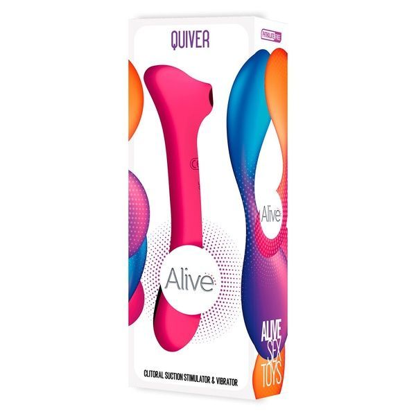 Вибратор и вакуумный клиторальный стимулятор 2-в-1 Alive Quiver Magenta Pink обновленная модель SO6017 фото