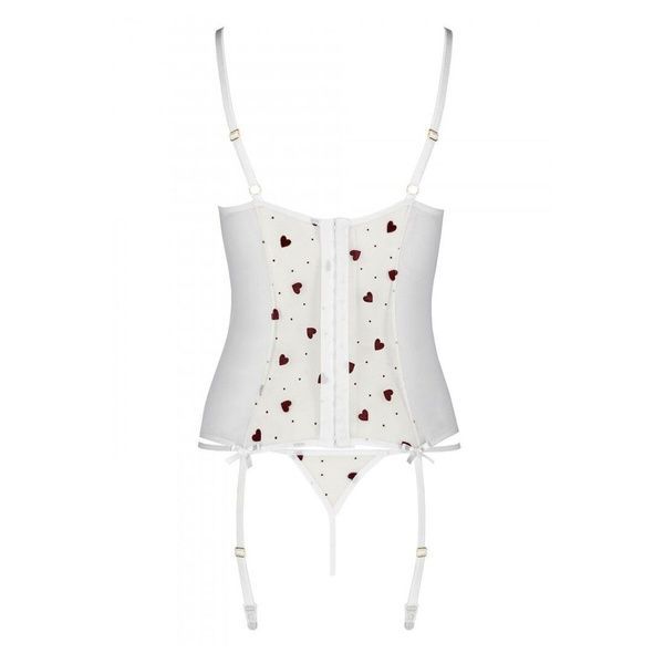 Корсет с подвязками, стринги Passion LOVELIA CORSET S/M, white SO4769 фото