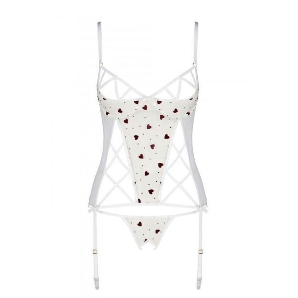Корсет с подвязками, стринги Passion LOVELIA CORSET S/M, white SO4769 фото