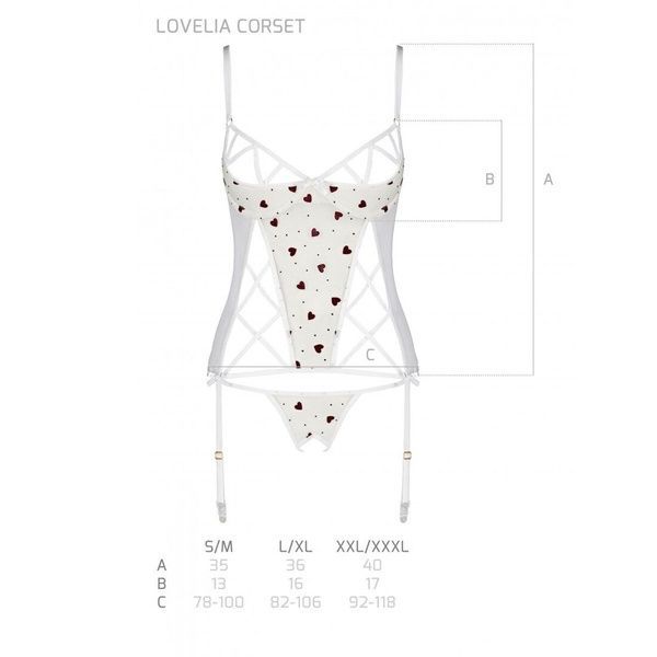 Корсет с подвязками, стринги Passion LOVELIA CORSET S/M, white SO4769 фото