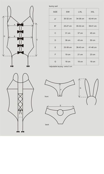 Еротичний костюм зайчика Obsessive Bunny suit 4 pcs costume pink L/XL, рожевий, топ з підв&rsquo;язками, т SO7255 фото
