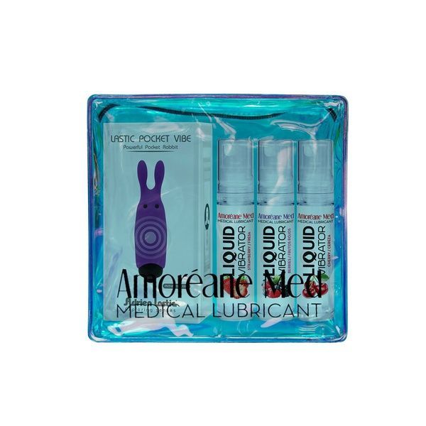 Набор из 3-х вкусов стимулирующего лубриканта Amoreane Med (3х10мл) и вибропули Adrien Lastic Purple SO6019 фото
