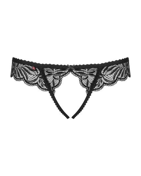 Кружевные танга с доступом Obsessive Contica crothchles thong S/M, черные SO7256 фото