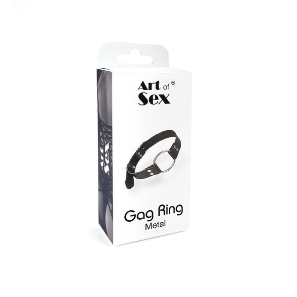 Кляп металлическое кольцо на ремнях Art of Sex &ndash; Gag Ring Metal, черный, натуральная кожа SO6790 фото