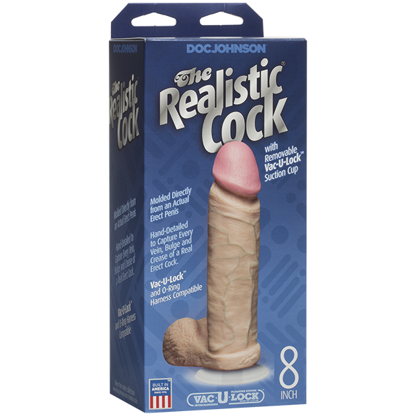 Фаллоимитатор Doc Johnson The Realistic Cock 8 inch White - PVC, Vack-U-Lock, диаметр 5,1см SO2789 фото