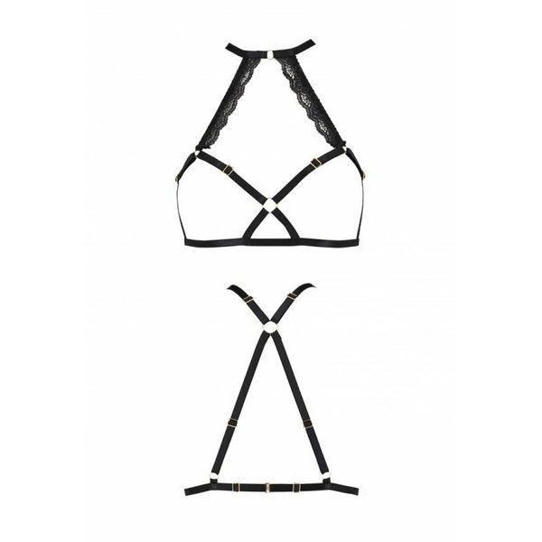 Портупея зі стреп з мереживом Passion Exclusive LORRY BRA S/M, black PS27602 фото