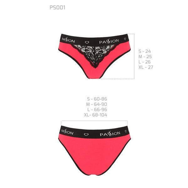 Трусики с широкой резинкой и кружевом Passion PS001 PANTIES XL, red-black SO4170 фото