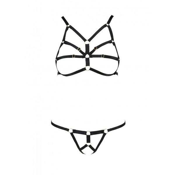 Комплект білизни зі стреп Passion Exclusive ARMANDA SET S/M, black SO5963 фото