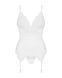 Сатиновый кружевной корсет Obsessive 810-COR-2 babydoll & thong L/XL, белый, корсет, танга SO7159 фото 5