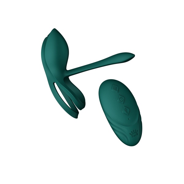 Смарт ерекційне кільце Zalo — BAYEK Turquoise Green, подвійне з ввідною частиною, пульт ДК SO6644 фото