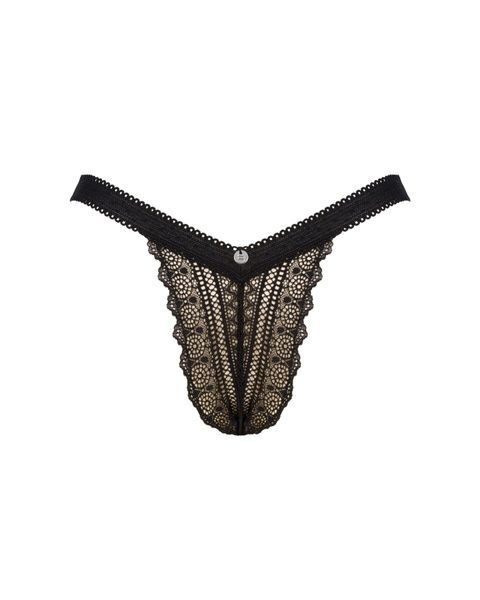 (SALE) Мереживні трусики із заниженою талією Obsessive Estiqua panties M/L, чорні SO7261 фото