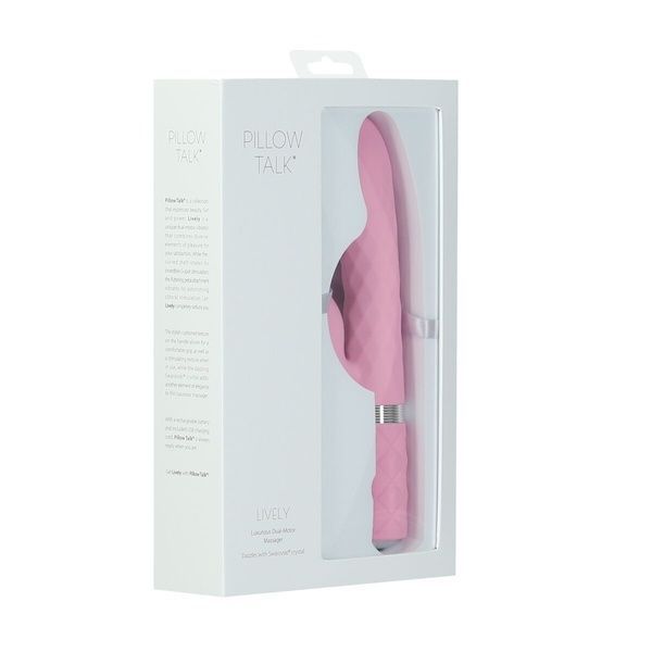 Роскошный кролик с ротацией и вибрацией Pillow Talk Lively, Pink, кристалл Сваровски, тройной отрост SO6856 фото