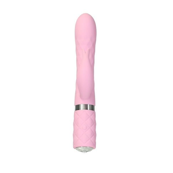 Роскошный кролик с ротацией и вибрацией Pillow Talk Lively, Pink, кристалл Сваровски, тройной отрост SO6856 фото