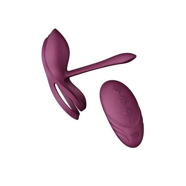 Смарт ерекційне кільце Zalo — BAYEK Velvet Purple, подвійне з ввідною частиною, пульт ДК SO6645 фото