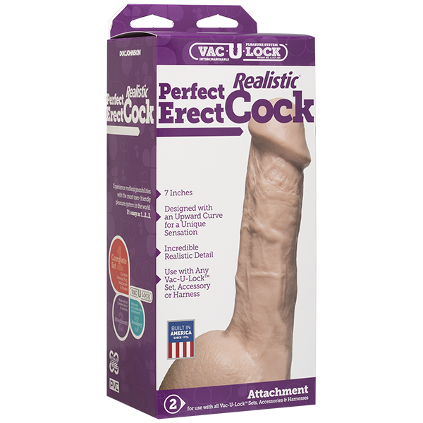 Фалоімітатор Doc Johnson - 7 Inch Perfect Erect Cock, велика головка, Vac-U-Lock SO2796 фото