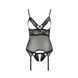 Корсет с открытой грудью Passion DIABOLINA CORSET S/M, black, пажи, трусики, полупрозрачный PS25805 фото 3