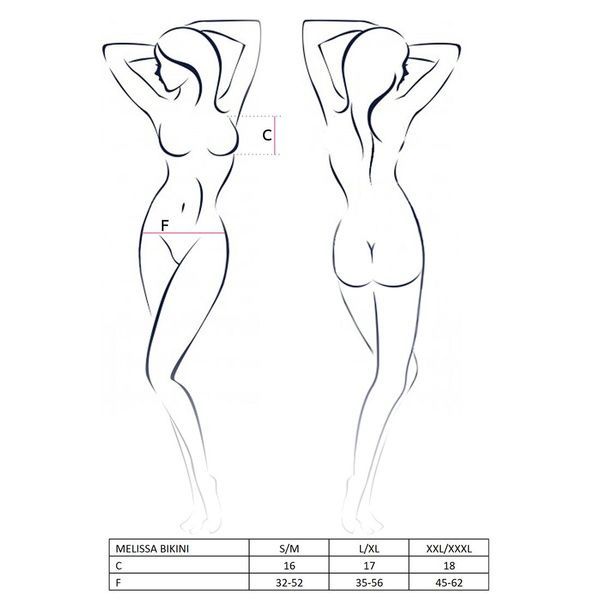 Комплект білизни Passion MELISSA BIKINI XXL/XXXL, black, ліф зі шнурівкою і трусики стрінги EL15903 фото