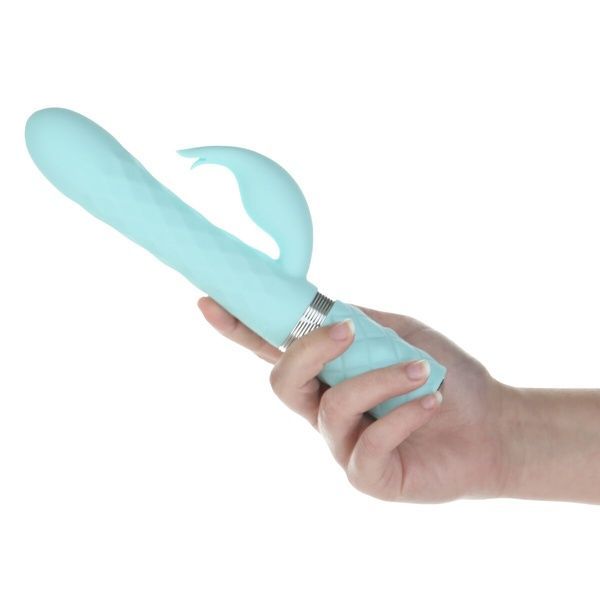 Роскошный кролик с ротацией и вибрацией Pillow Talk Lively, Teal, кристалл Сваровски, тройной отрост SO6857 фото