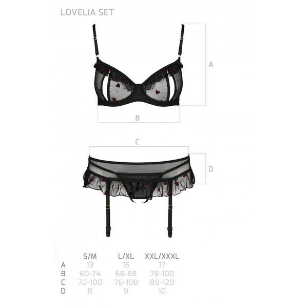 Сексуальный комплект с поясом для чулок Passion LOVELIA SET S/M, black SO4778 фото