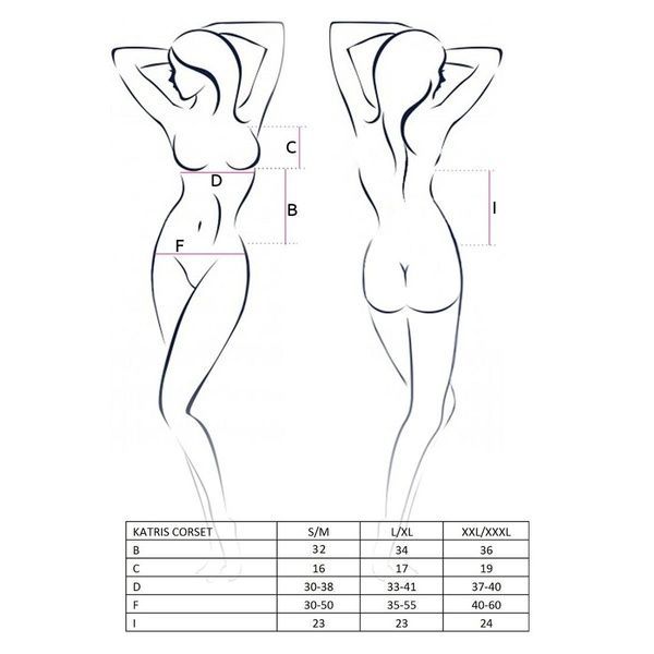 Корсет с пажами Passion KATRISS CORSET XXL/XXXL, black, трусики, шнуровка EL12103 фото