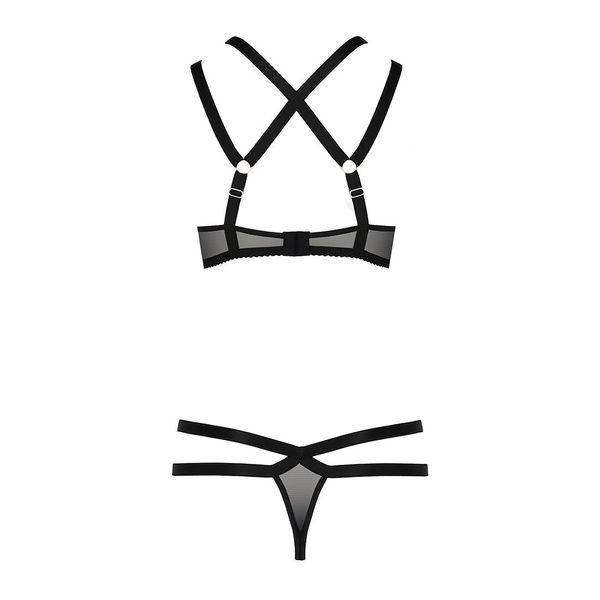 Комплект белья Passion Exclusive HAGAR SET S/M, black, стрэпы, трусики и лиф PS24705 фото