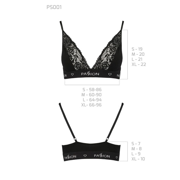 Еластичний топ з мереживом Passion PS001 TOP M, black SO4176 фото