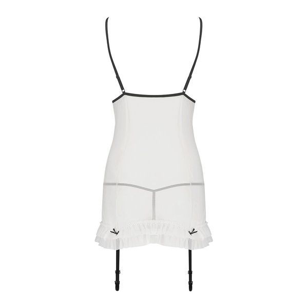 Сорочка прозора з пажами Passion ORIHIME CHEMISE XXL/XXXL, white, трусики, стрепи EL16406 фото