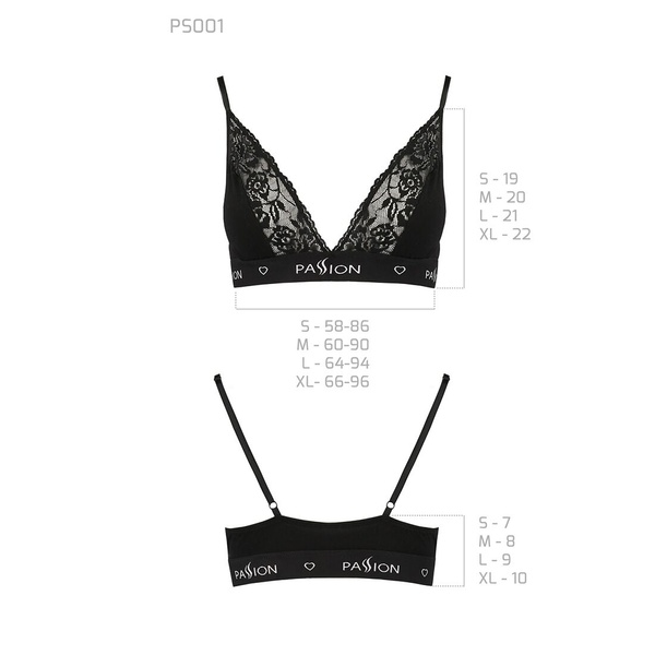 Еластичний топ з мереживом Passion PS001 TOP S, black SO4177 фото