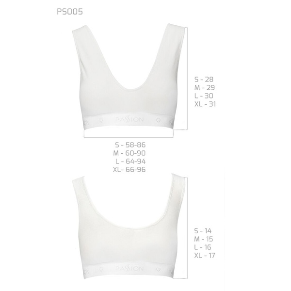 Спортивний топ з еластичної бавовни Passion PS005 TOP L, white SO4227 фото