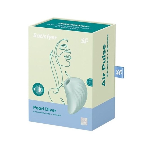 Вакуумний кліторальний стимулятор із вібрацією Satisfyer Pearl Diver Mint (м'ята упаковка) SO6077-R фото