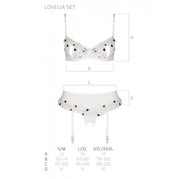 Сексуальний комплект з поясом для панчіх LOVELIA SET white XXL/XXXL - Passion SO4782 фото
