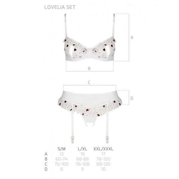 Сексуальный комплект с поясом для чулок Passion LOVELIA SET XXL/XXXL, white SO4782 фото