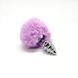 Металлическая анальная пробка Кроличий хвостик Alive Fluffy Twist Plug S Purple, диаметр 2,9 см SO6306 фото 3