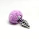 Металлическая анальная пробка Кроличий хвостик Alive Fluffy Twist Plug L Purple, диаметр 3,8 см SO6310 фото 3