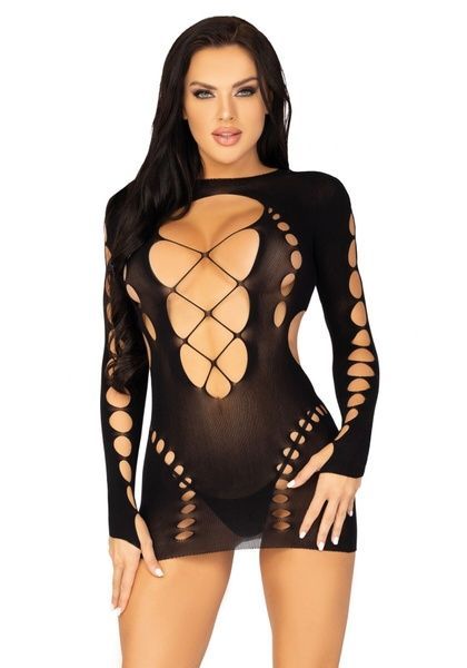 (SALE) Leg Avenue Long sleeve cut out mini dress Black O/S SO8570 фото